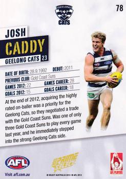 2013 Select Prime AFL #78 Josh Caddy Back